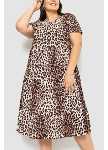 Светло-коричневое кэжуал платье а-силуэт Ager леопардовый