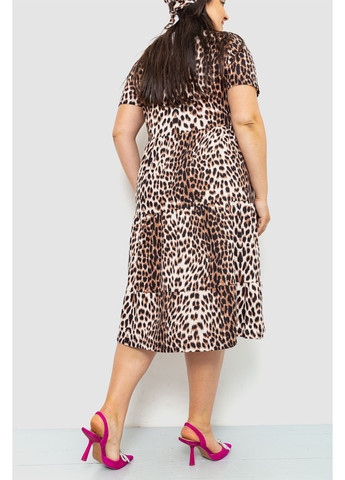 Светло-коричневое кэжуал платье а-силуэт Ager леопардовый
