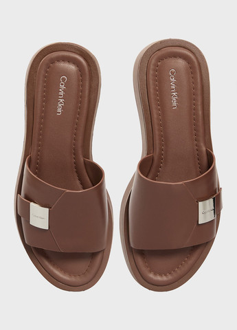 Коричневые шлепанцы Calvin Klein с логотипом