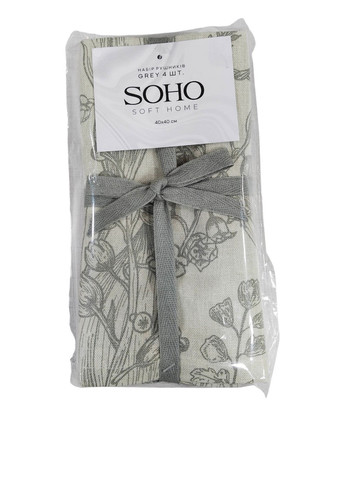 Рушник (4 шт.), 40х40 см Soho малюнок світло-сірий