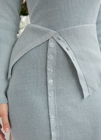 Серо-голубое праздничный, вечернее, деловое платье футляр, платье-свитер SHEIN однотонное