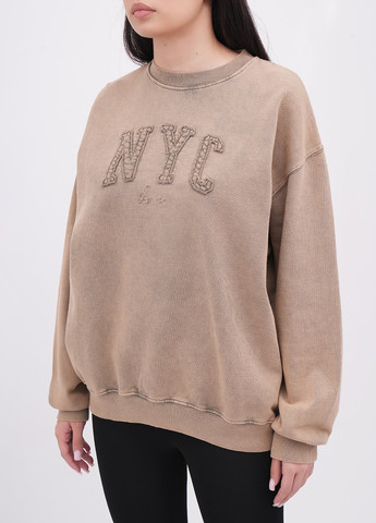 Бежевий світшот EQUILIBRI варенка вишивка, нашивки (341745087)