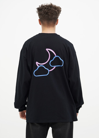 Лонгслів Gildan малюнок чорний кежуали трикотаж, бавовна