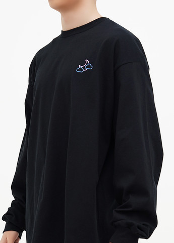 Лонгслів Gildan малюнок чорний кежуали трикотаж, бавовна