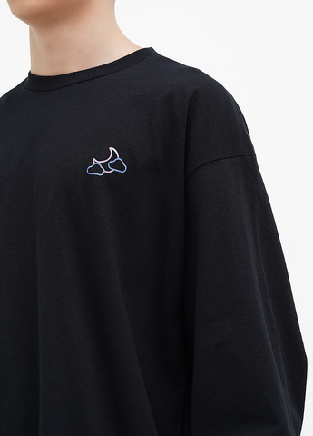 Лонгслів Gildan малюнок чорний кежуали трикотаж, бавовна