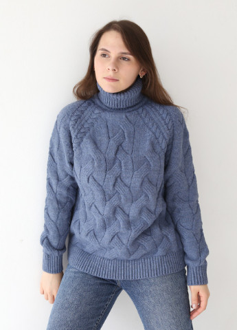 Синій зимовий светр жіночий синій зимовий в'язаний великий розмір Pulltonic Прямая