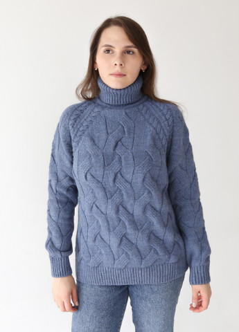 Синий зимний свитер женский синий зимний вязанный большой размер Pulltonic Прямая