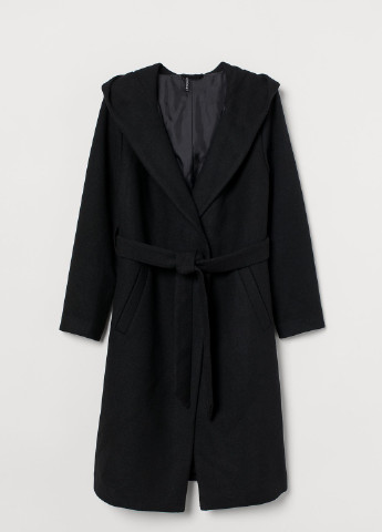 Чорне демісезонне Пальто з капюшоном шерсть бленд H&M
