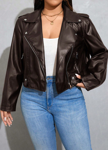 Коричнева демісезонна куртка косуха SHEIN