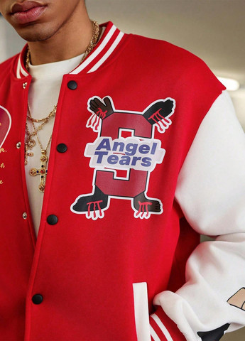 Бомбер SHEIN бейсбольний на кнопках (346914815)