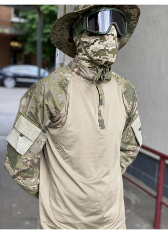 Сорочка чоловіча військова тактична з липучками під шеврони ЗСУ Убакс Туреччина M 6583 хакі No Brand (253744950)