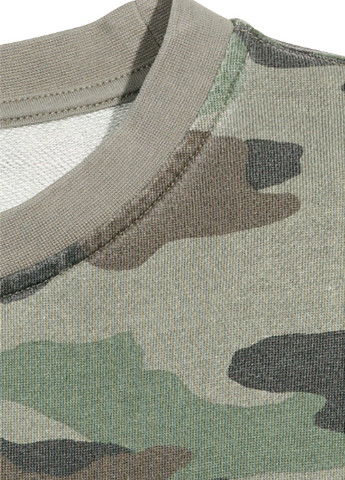 Свитшот H&M - Прямой крой камуфляжный хаки кэжуал трикотаж, хлопок - (188979877)
