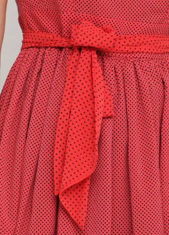 Красное кэжуал платье а-силуэт Sassofono в горошек