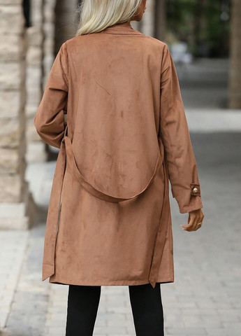 Светло-коричневое демисезонное Пальто однобортное SHEIN