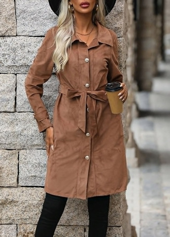 Светло-коричневое демисезонное Пальто однобортное SHEIN