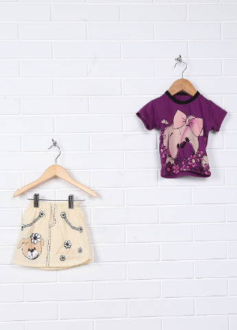 Фиолетовый летний комплект (футболка, юбка) Musmus