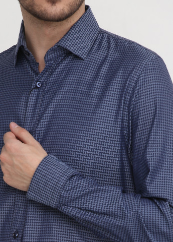 Темно-синяя кэжуал рубашка с орнаментом Matinique с длинным рукавом