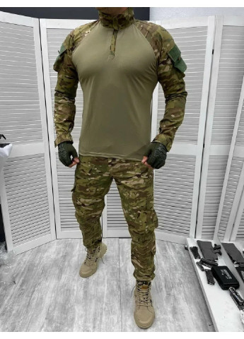 Оливковый (хаки) демисезонный мужской армейский костюм мультикам для всу (зсу) tactical тактическая форма убакс и брюки турция xl 7284 Power