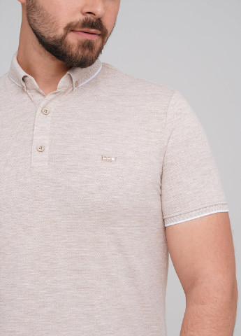 Бежевая футболка-поло для мужчин Trend Collection меланжевая