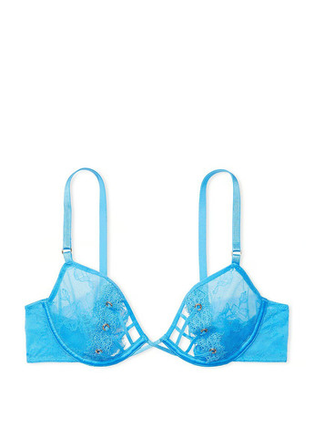 Блакитний демісезонний комплект (бюстгальтер, пояс для панчох, трусики) Victoria's Secret