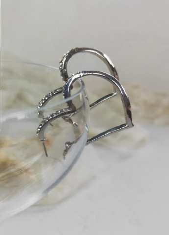 Серьги кольца в виде сердечек со стразовыми вставками Art-Bijou (220747205)