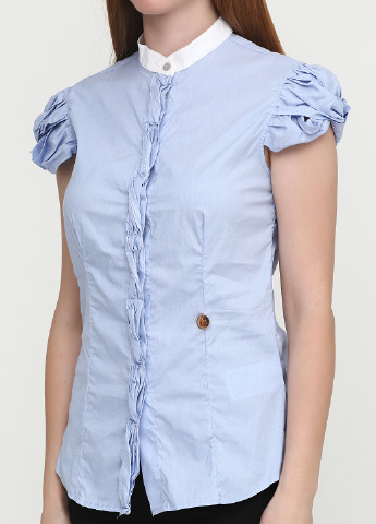 Голубой кэжуал рубашка однотонная Met с коротким рукавом