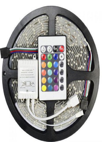 Cветодиодная Лента c Пультом и Блоком Питания Влагозащищенная LED RGB 5050 12v 5М 16 цветов с клейкой основой Forus (253319194)