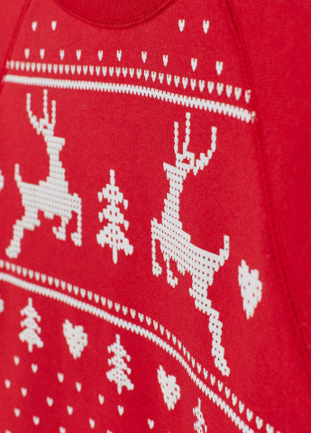 Свитшот H&M - Прямой крой новогодний красный кэжуал хлопок - (206020864)