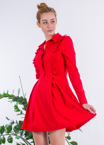 Красное кэжуал платье клеш, рубашка Sarah Chole однотонное