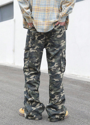 Комбинированные демисезонные карго джинсы SHEIN