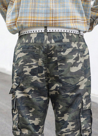 Комбинированные демисезонные карго джинсы SHEIN