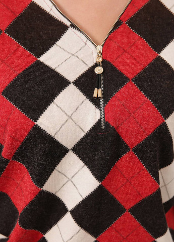Червоний зимовий джемпер із змійкою на горловині (ромби) шері червоний Tatiana