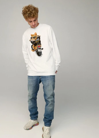 Білий світшот чоловічий oversize /no flis/ YAPPI малюнок (251791328)
