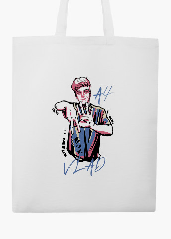 Еко сумка шоппер біла блогер Влад Папір А4 (blogger Vlad A4) (9227-2621-WT-2) екосумка шопер 41*35 см MobiPrint (219151212)