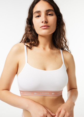 Белый топ бюстгальтер Lacoste без косточек хлопок
