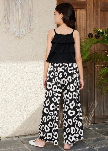 Черно-белый летний костюм (майка, брюки) SHEIN