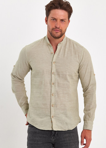 Оливковая кэжуал рубашка однотонная Trend Collection