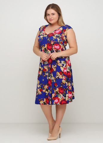 Синее кэжуал платье Luyza с цветочным принтом