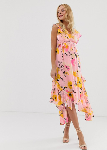 Розовое кэжуал платье для беременных Mamalicious с цветочным принтом