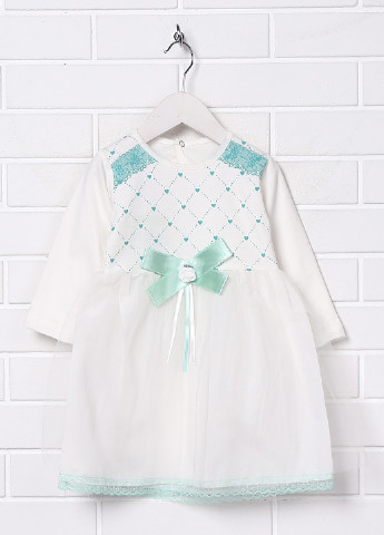 Білий святковий сукня з довгим рукавом MIRAC з геометричним візерунком