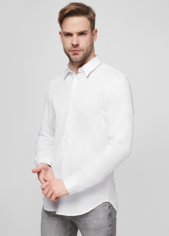 Белая кэжуал рубашка однотонная Guess