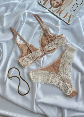 Бежевий демісезонний комплект (бюстгальтер, трусики) NOVA VEGA