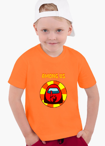 Помаранчева демісезонна футболка дитяча амонг ас червоний (among us red) (9224-2412) MobiPrint