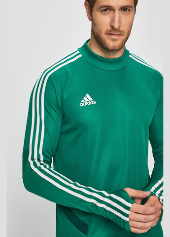 Зеленый демисезонный спортивный лонгслив adidas однотонный