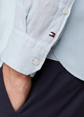 Голубой кэжуал рубашка однотонная Tommy Hilfiger