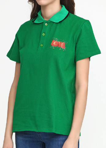 Зеленая женская футболка-поло Tryapos с надписью