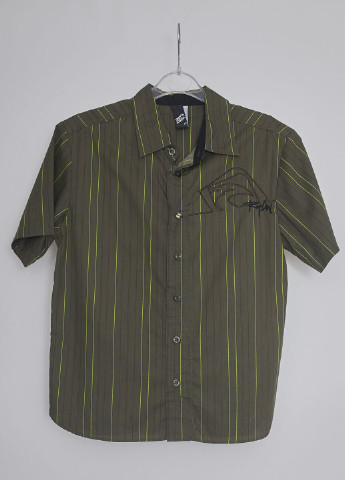 Оливковковая (хаки) кэжуал рубашка в полоску Rip Curl с коротким рукавом