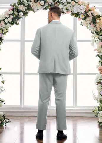 Светло-серый демисезонный костюм (пиджак, брюки, жилет) тройка SHEIN