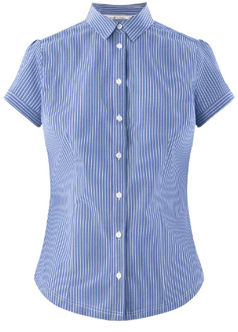 Синяя кэжуал рубашка в полоску Oodji