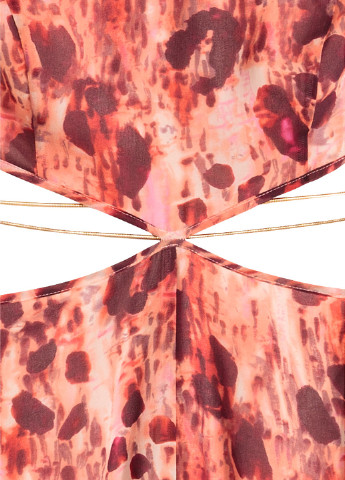 Оранжевое кэжуал платье с открытыми плечами H&M с абстрактным узором